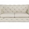 Aurelia 69″ Beige & Gold Italian Leather Loveseat with Tufted Back