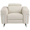 Portofino 41″ Beige Italian Leather Power Recliner with Chrome Legs