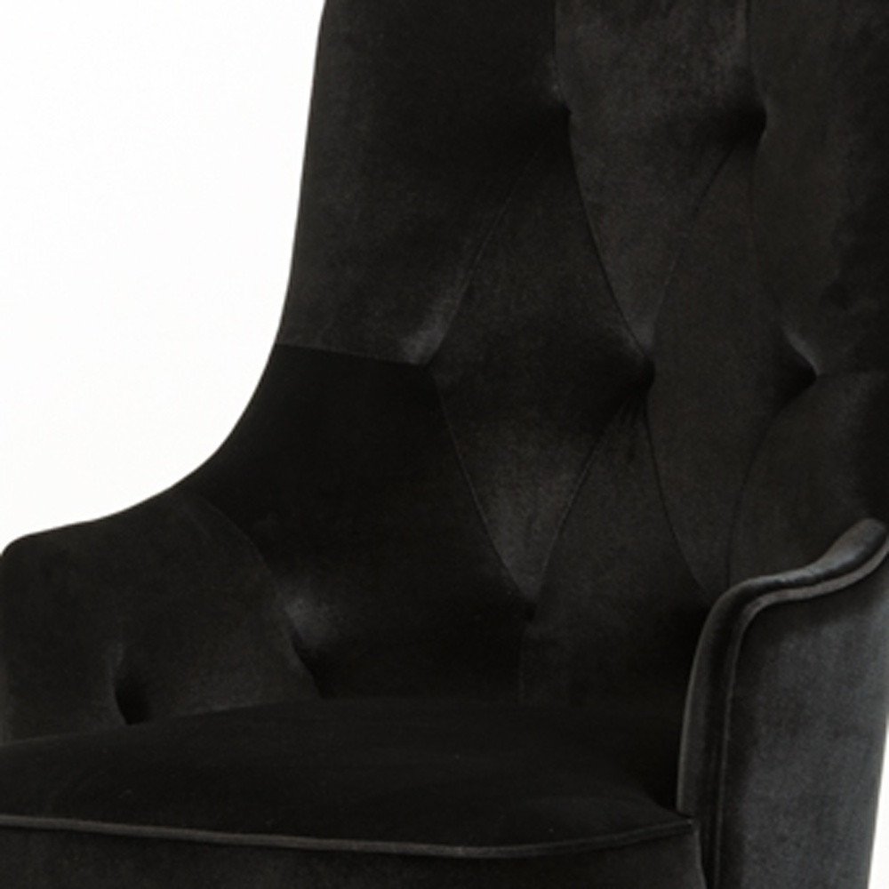 Mathilde 38" Black Velvet Wing Back Dining Arm Chair with Black Legs