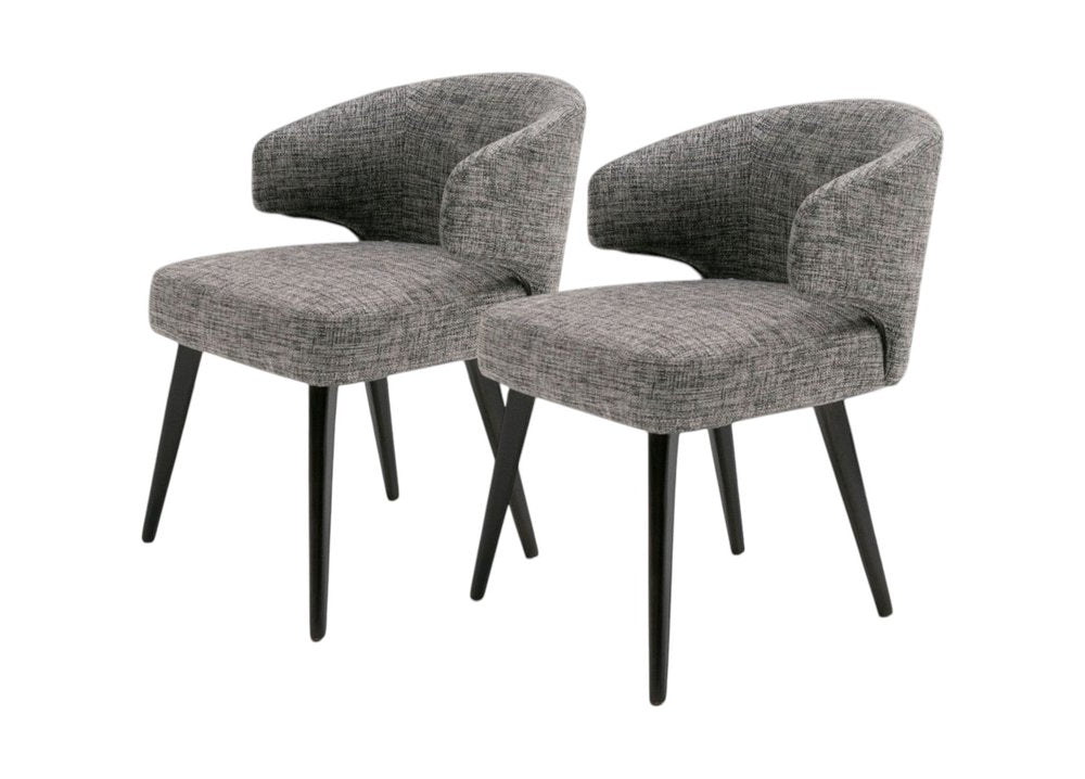 Henri 31" Gray Fabric Wing Back Dining Arm Chair with Black Legs