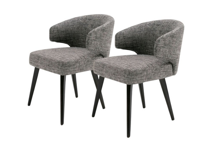 Henri 31" Gray Fabric Wing Back Dining Arm Chair with Black Legs