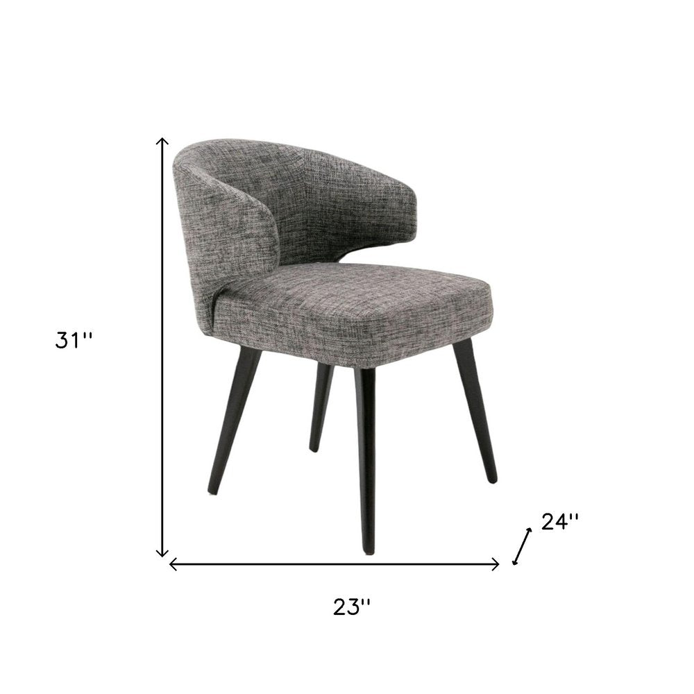 Henri 31" Gray Fabric Wing Back Dining Arm Chair with Black Legs