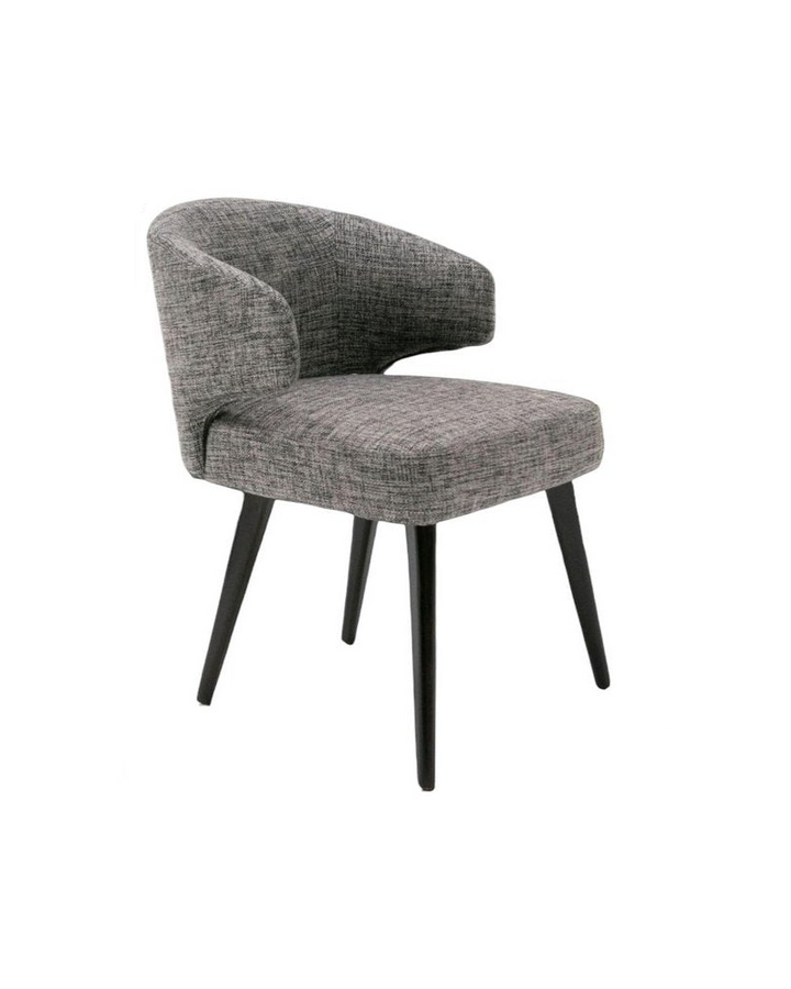 Henri 31" Gray Fabric Wing Back Dining Arm Chair with Black Legs
