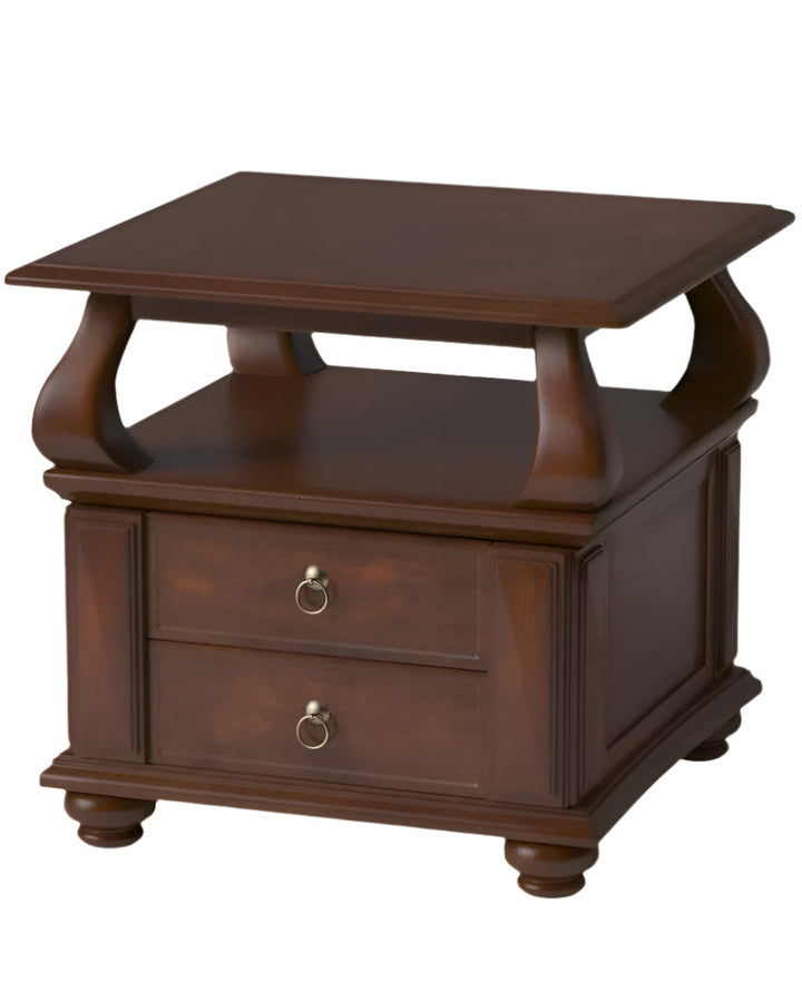 Ellington Solid Wood 2-Drawer End Table in Rich Brown