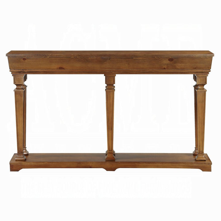 Remy 60" Brown Solid Wood Console Table with Floor Shelf