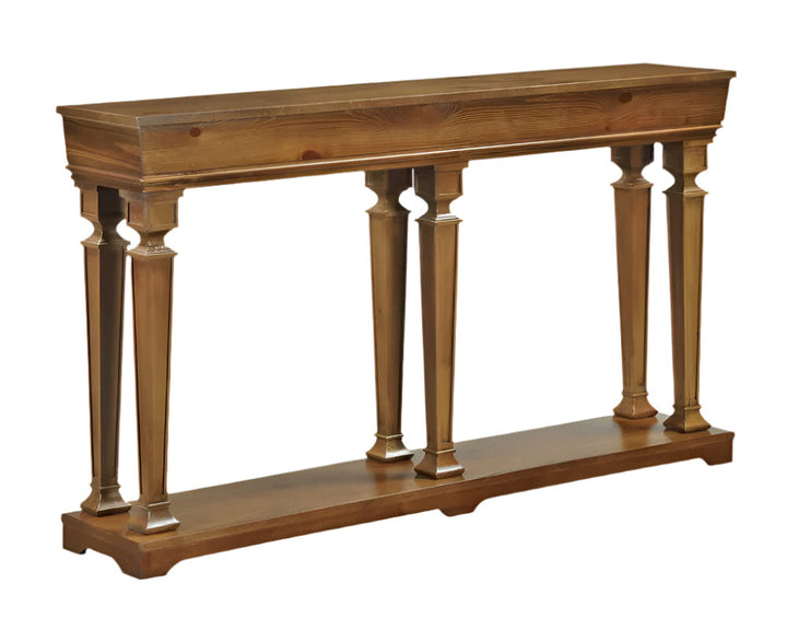 Remy 60" Brown Solid Wood Console Table with Floor Shelf