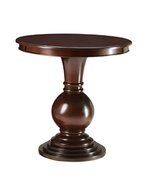 26" Brown Solid Wood Round Pedestal End Table