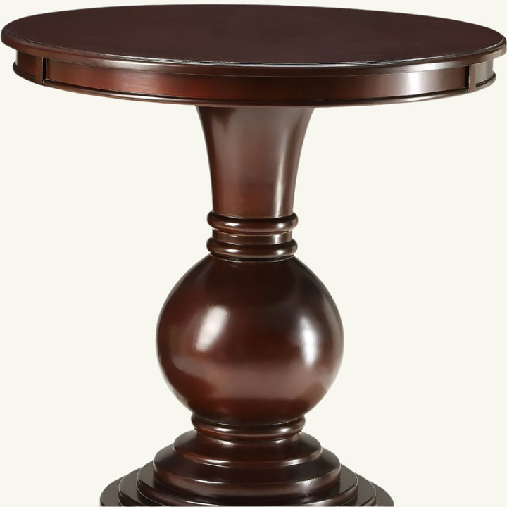 26" Brown Solid Wood Round Pedestal End Table