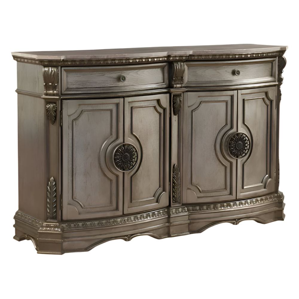 Lucienne 68" Champagne Solid Wood Sideboard with Marble Top and Drawers