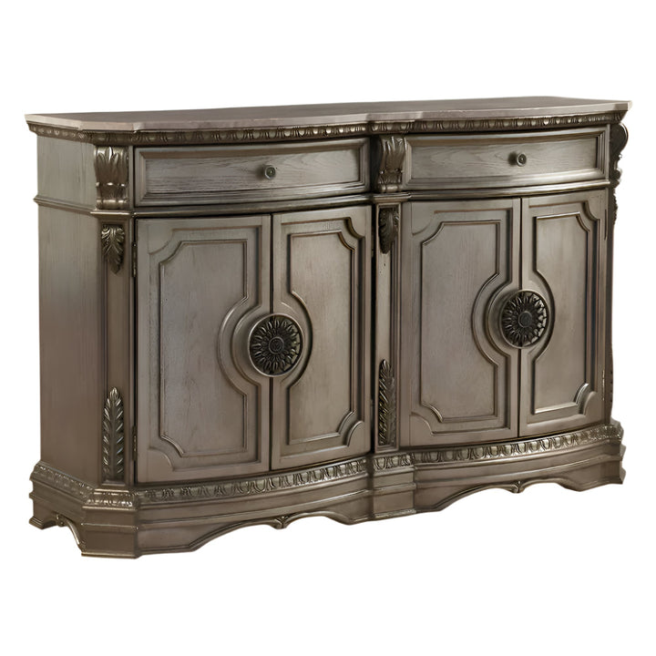 Lucienne 68" Champagne Solid Wood Sideboard with Marble Top and Drawers