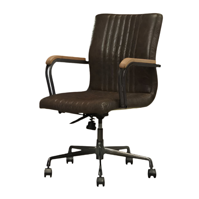 Valmont 42" Distressed Chocolate Top Grain Leather Executive Chair with Diamond Base