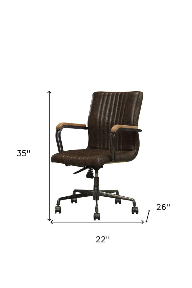 Valmont 42" Distressed Chocolate Top Grain Leather Executive Chair with Diamond Base