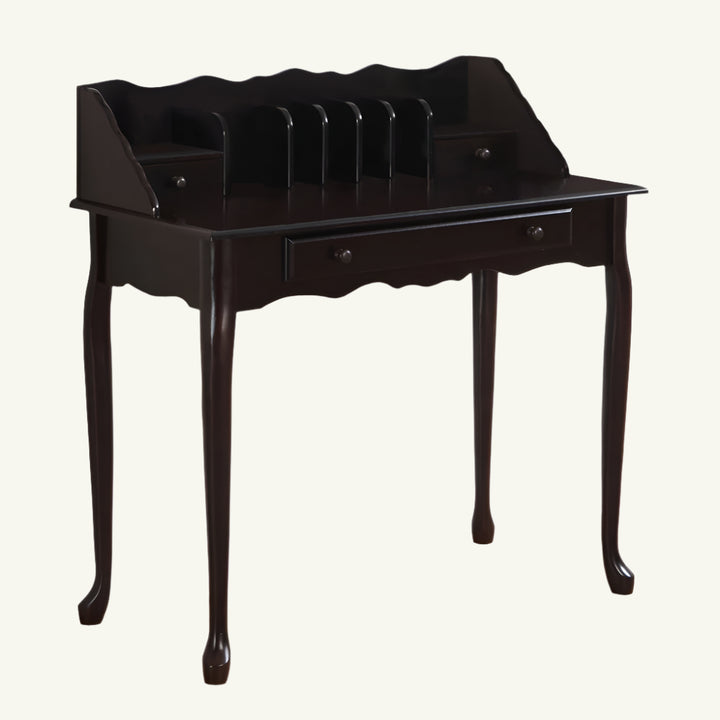 Wexford 36" Dark Brown Solid Wood Secretary Desk with Foldable Worktop and Drawers