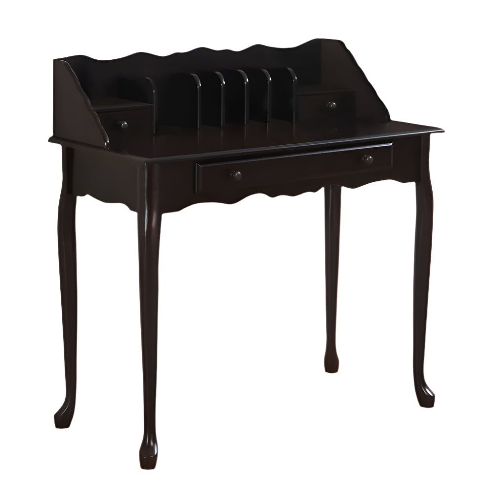 Wexford 36" Dark Brown Solid Wood Secretary Desk with Foldable Worktop and Drawers