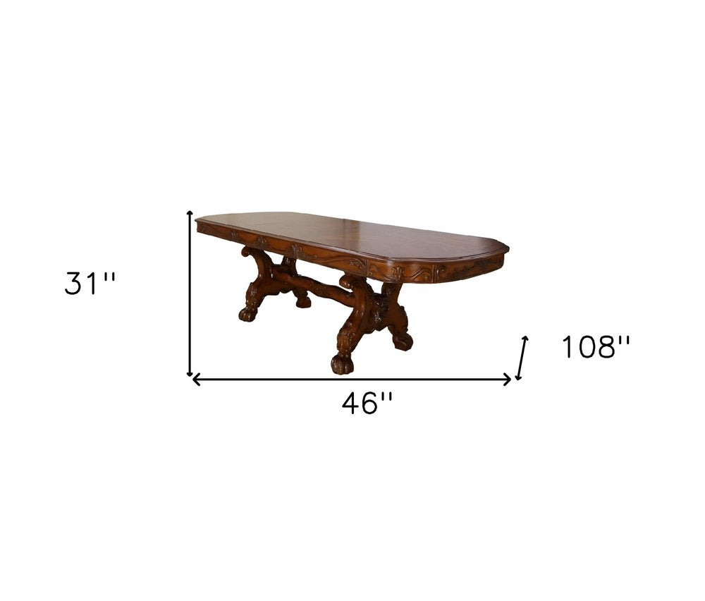Everly 46″ Dark Brown Free-Form Solid Wood Double Pedestal Dining Table
