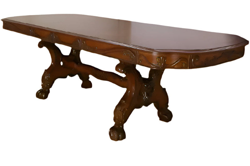 Everly 46″ Dark Brown Free-Form Solid Wood Double Pedestal Dining Table