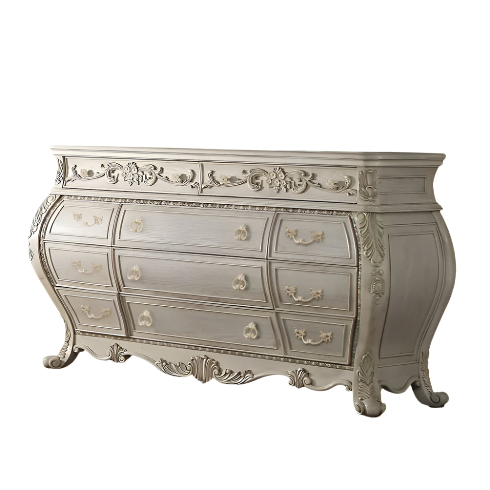 Avignon 73" Off-White Solid Wood Nine-Drawer Double Dresser