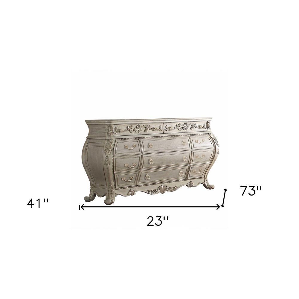 Avignon 73" Off-White Solid Wood Nine-Drawer Double Dresser