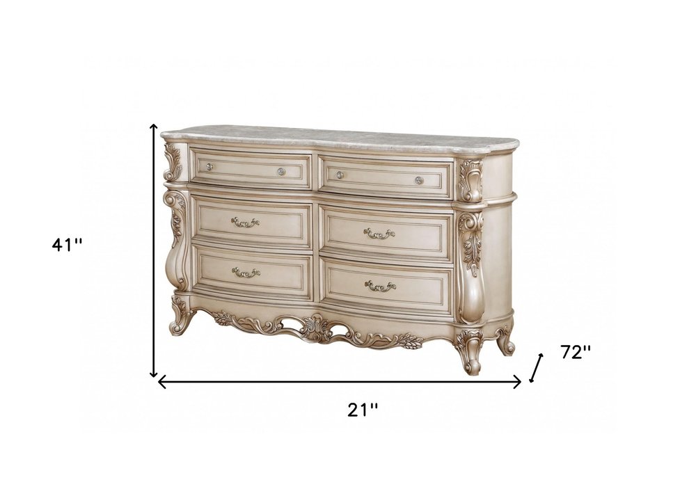 Lucienne 72" Beige Solid Wood Double Dresser