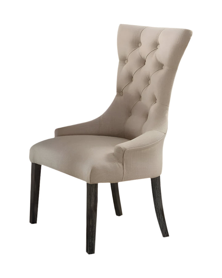 Wellington 28" Beige Linen Tufted Parsons Chairs, Set of 2