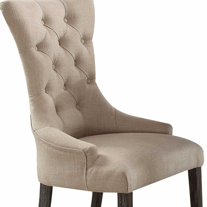 Wellington 28" Beige Linen Tufted Parsons Chairs, Set of 2