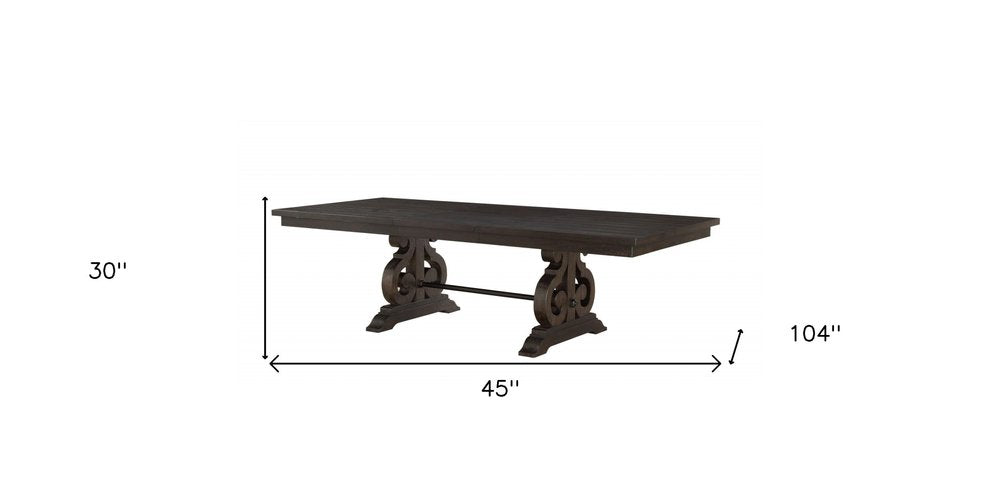 Valençay 104" Brown Solid Wood Trestle Dining Table