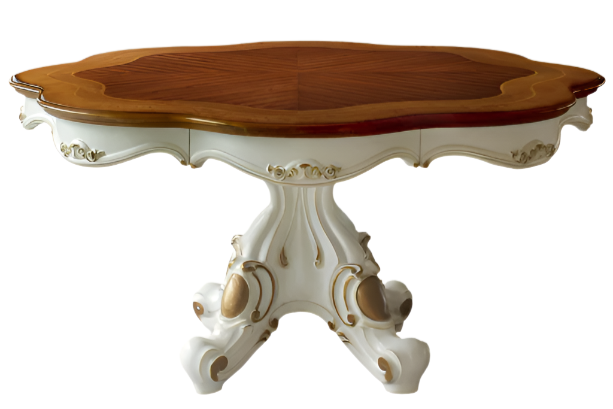 Léon 62" Brown and White Solid Wood Pedestal Dining Table