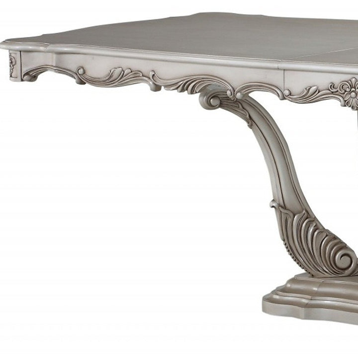 Savarin 102" Off White Solid Wood Pedestal Dining Table