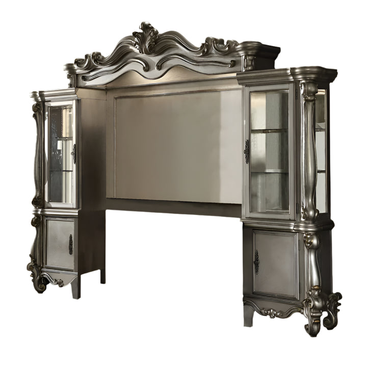 Platinum Solid Wood 118" Floating Entertainment Wall with Cabinets and Shelves