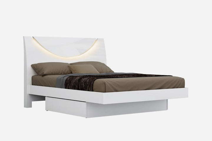 Beaumont 80" White Solid Wood Queen Bed Frame with Platform Base