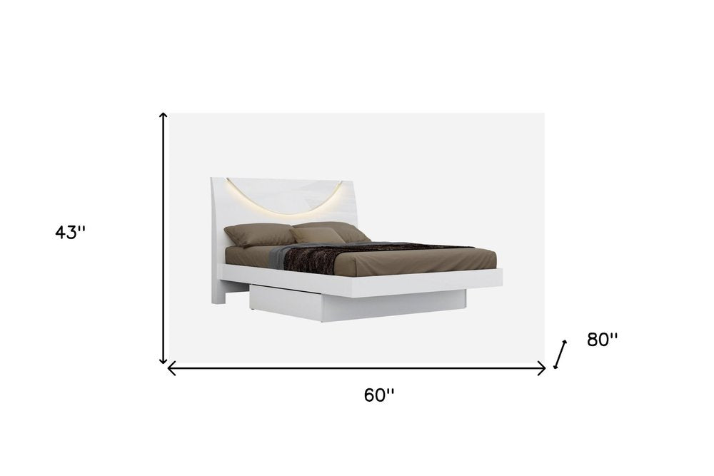Beaumont 80" White Solid Wood Queen Bed Frame with Platform Base