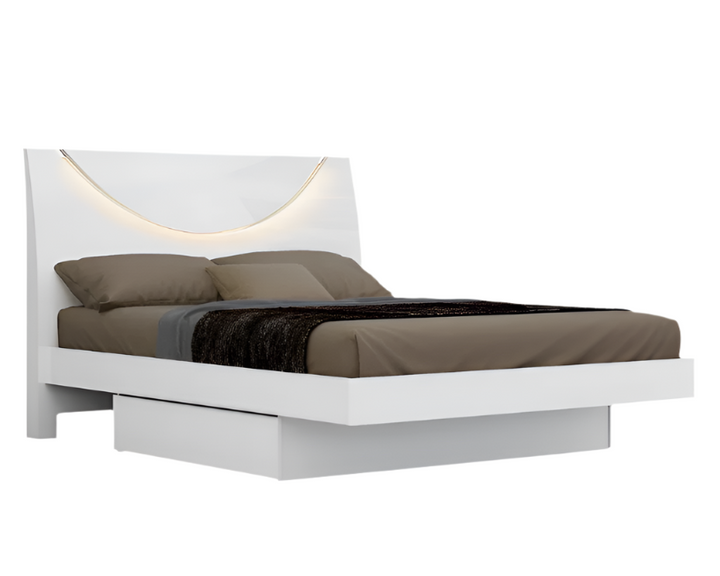 Chambord 80" White Solid Wood King Bed Frame with Platform Base