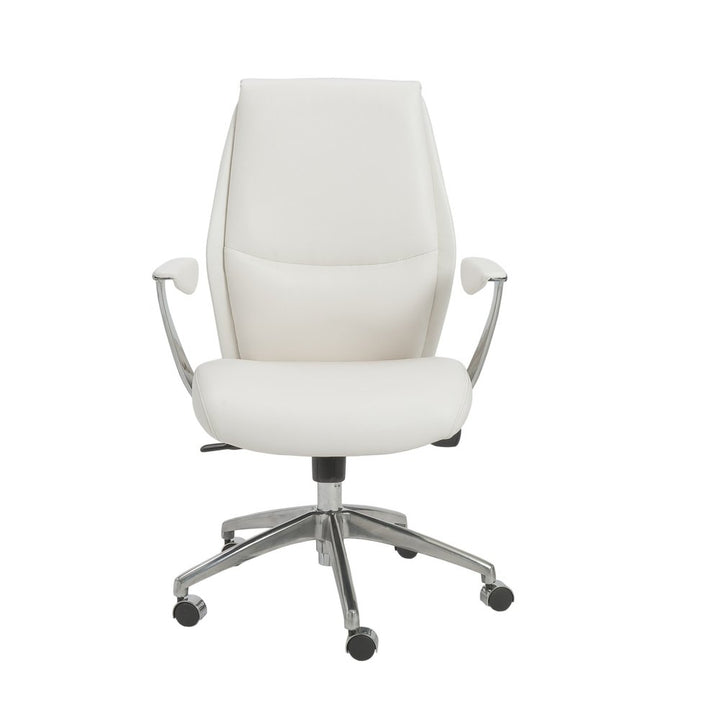 Éloise 40" White Faux Leather Executive Chair with Steel Frame and Lumbar Support