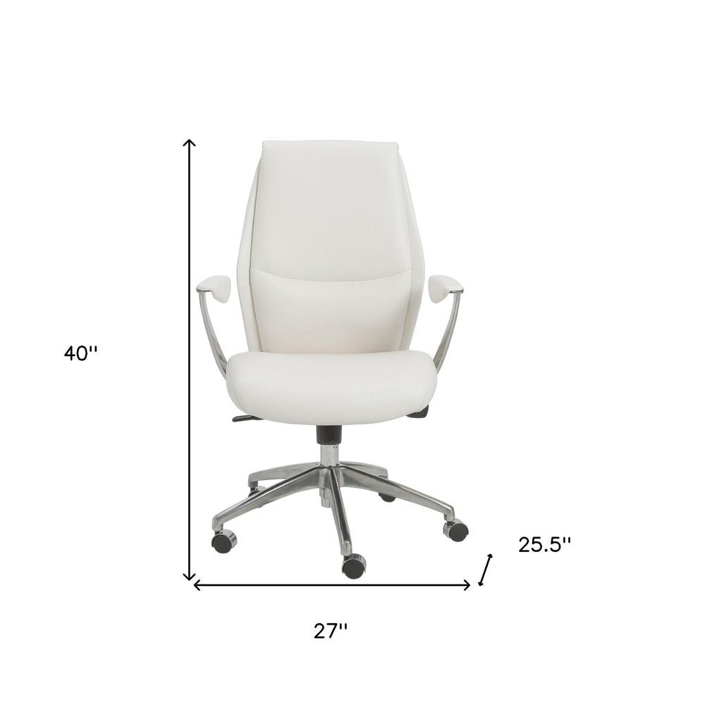 Éloise 40" White Faux Leather Executive Chair with Steel Frame and Lumbar Support