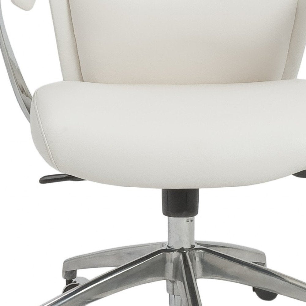 Éloise 40" White Faux Leather Executive Chair with Steel Frame and Lumbar Support
