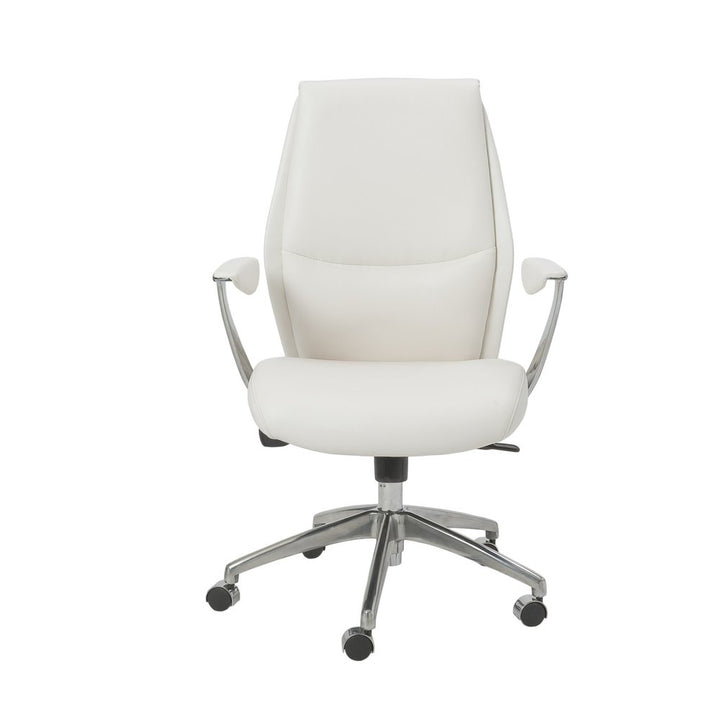Éloise 40" White Faux Leather Executive Chair with Steel Frame and Lumbar Support
