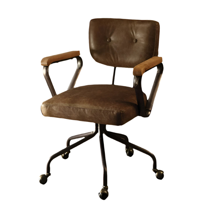 Winslow 32" Whiskey Faux Leather Executive Chair with Steel Frame and Tufted Back
