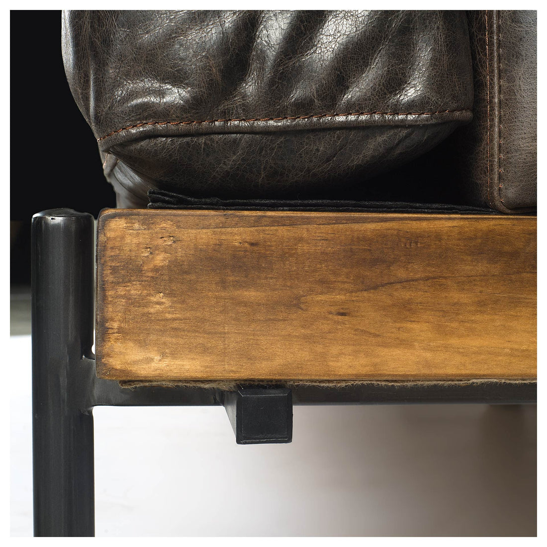 Bristol 41" Black Faux Leather Club Chair with Distressed Finish