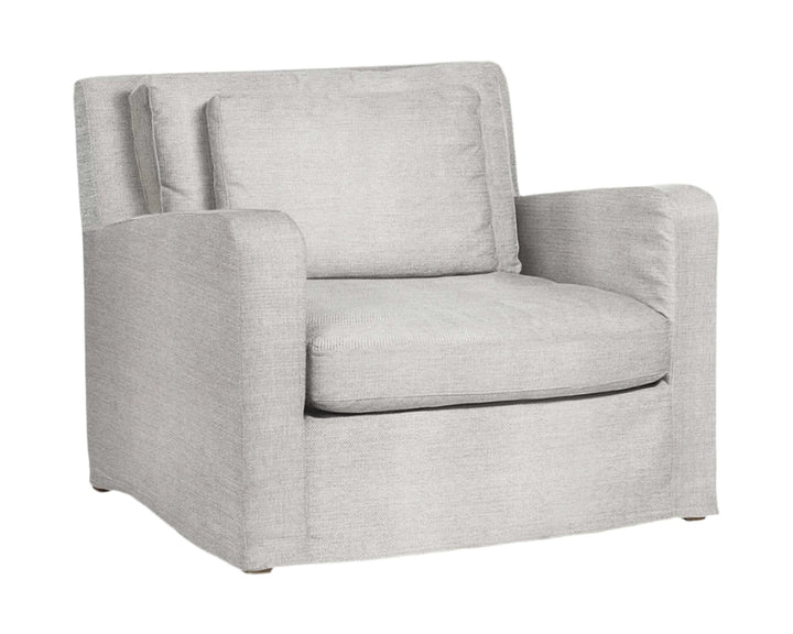 Ashton 38" Light Gray Linen Arm Chair with Brown Wood Frame