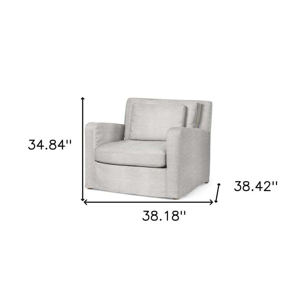 Ashton 38" Light Gray Linen Arm Chair with Brown Wood Frame