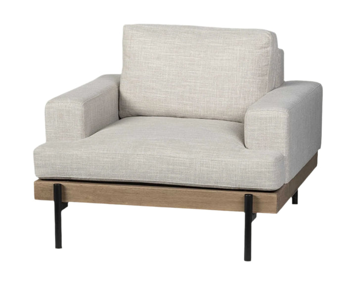 41" Cream and Black Fabric Arm Chair