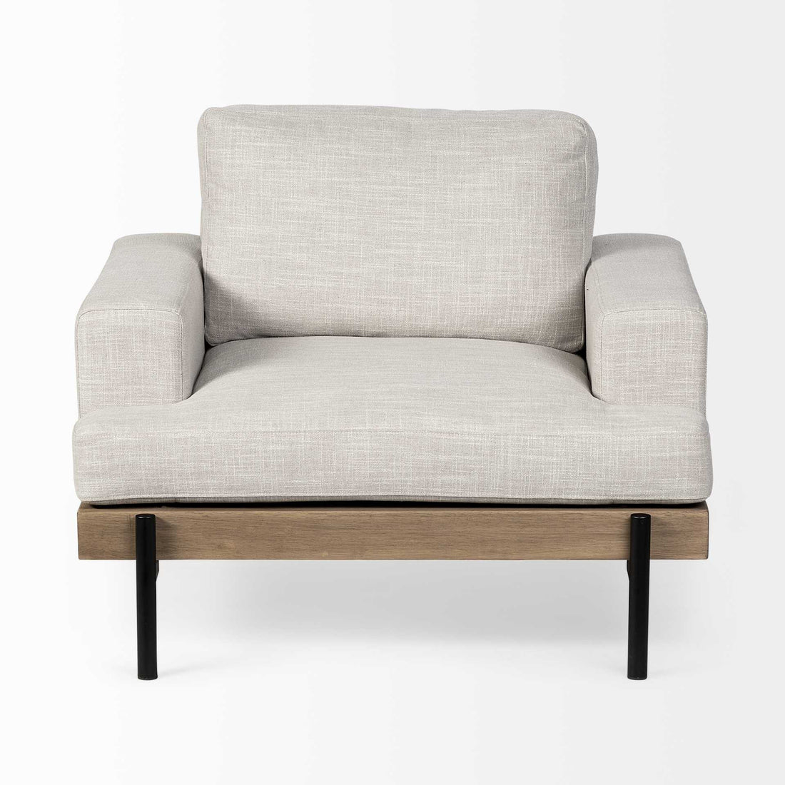 41" Cream and Black Fabric Arm Chair