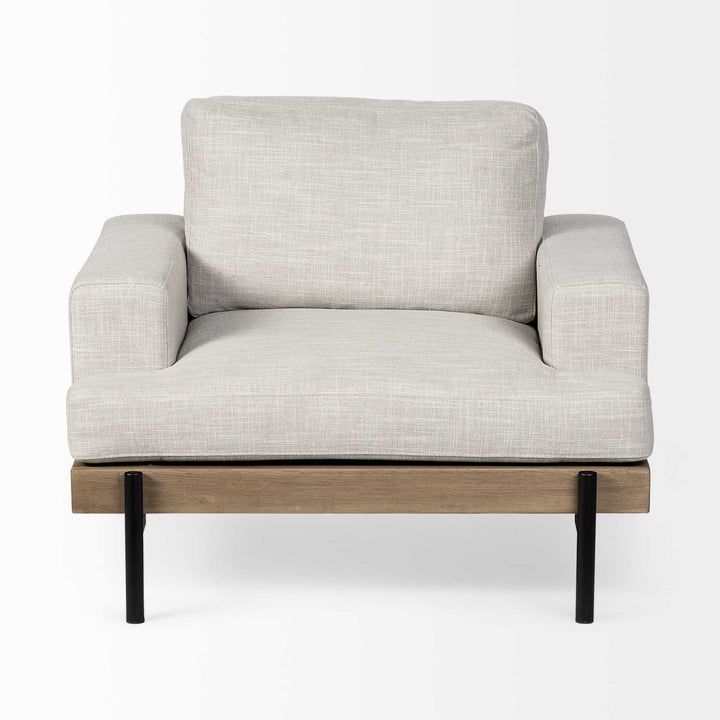 41" Cream and Black Fabric Arm Chair