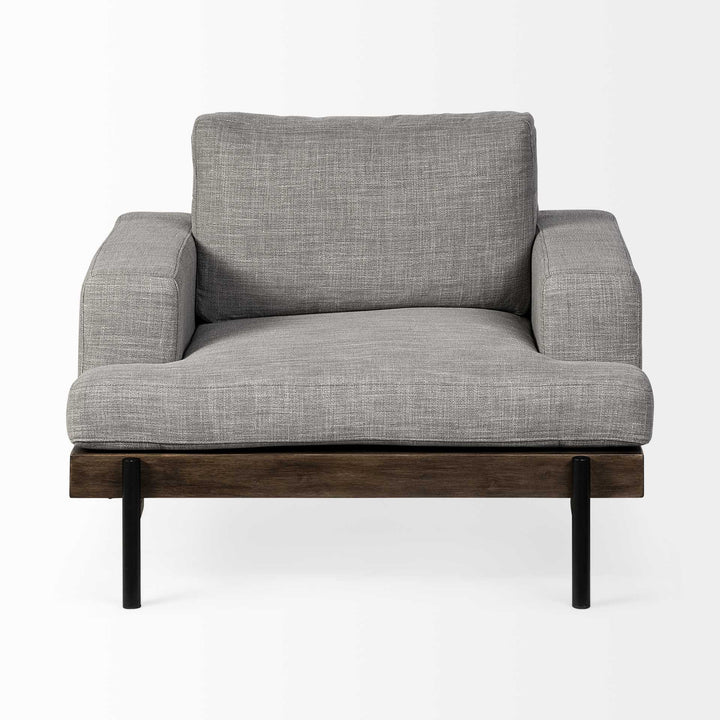 Evren 41" Gray Fabric Club Chair with Cushion Back and Black Metal Legs