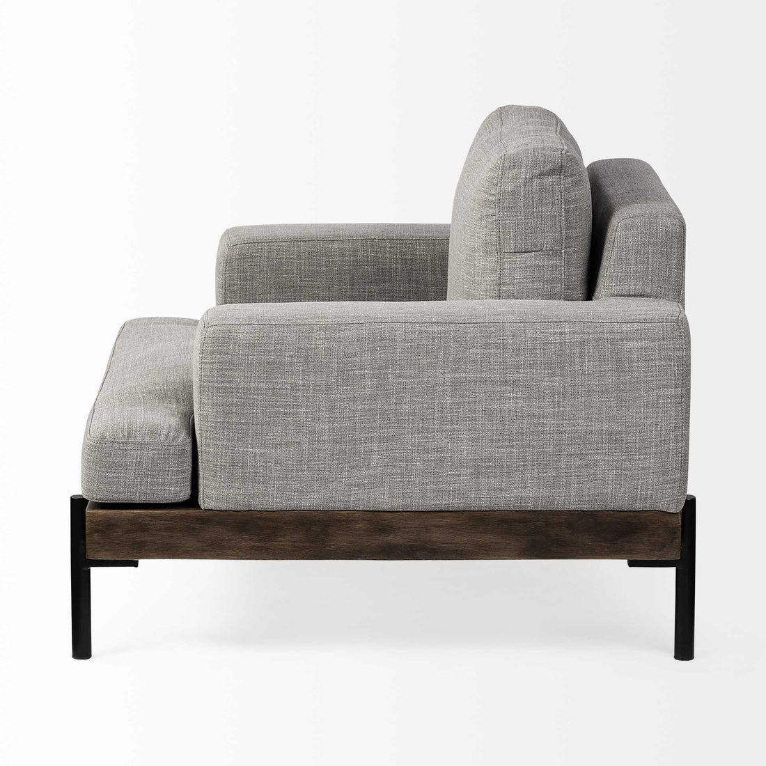 Evren 41" Gray Fabric Club Chair with Cushion Back and Black Metal Legs