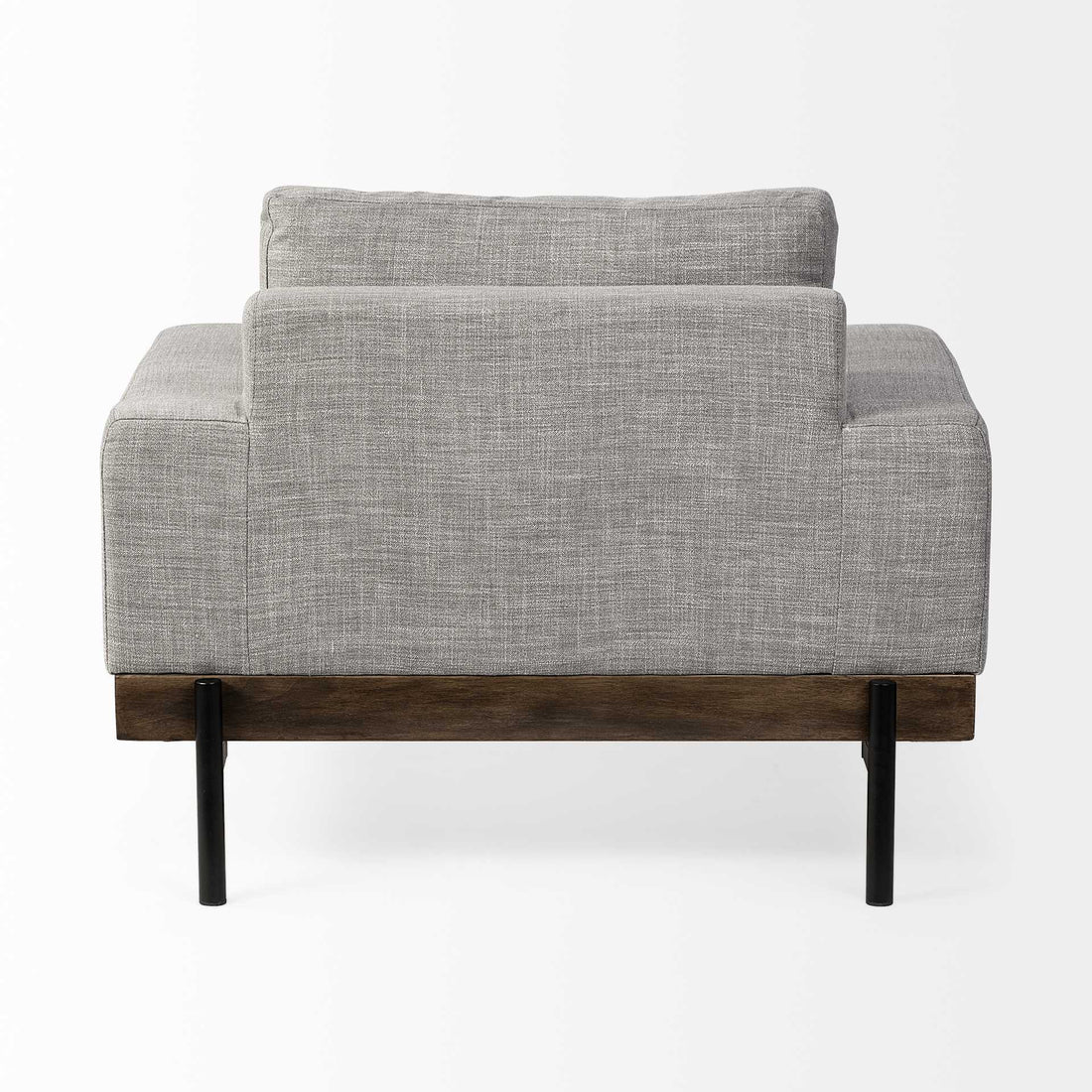 Evren 41" Gray Fabric Club Chair with Cushion Back and Black Metal Legs