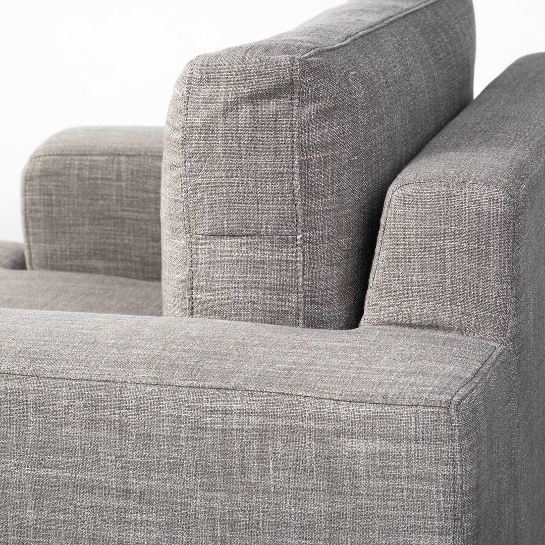 Evren 41" Gray Fabric Club Chair with Cushion Back and Black Metal Legs