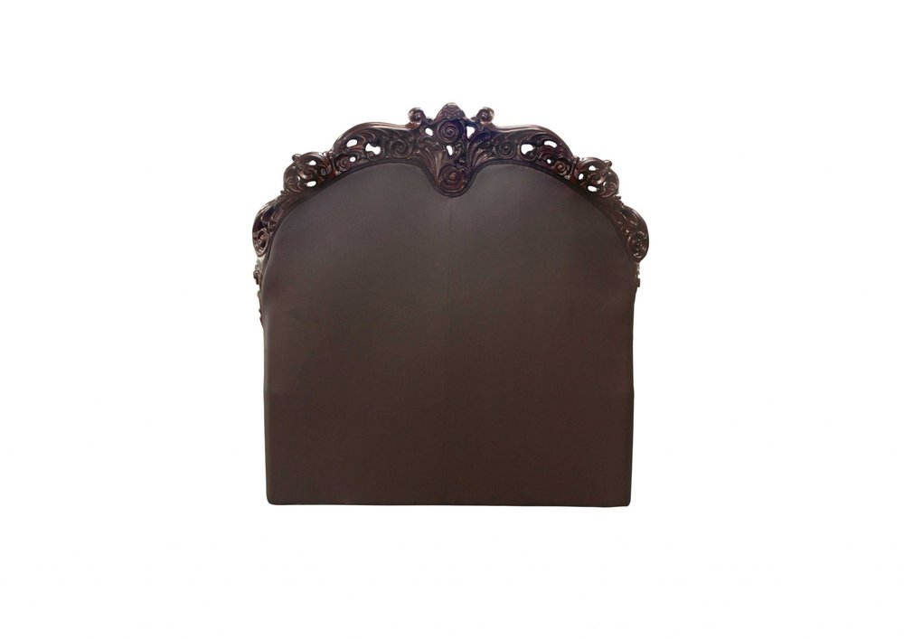 Lorraine 96" Dark Brown Faux Leather Panel Bed with Arched Headboard