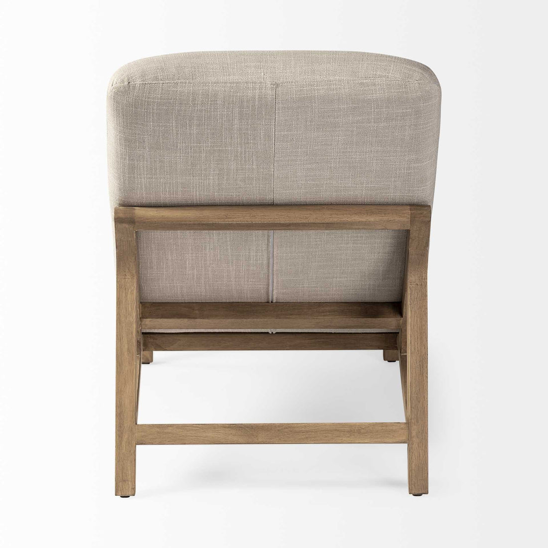 Calais 54" Cream Tufted Fabric Lounge Chair with Brown Solid Wood Legs