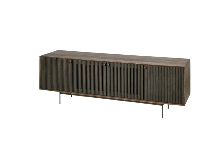 72" Rich Brown Solid Wood Media Console with Enclosed Storage